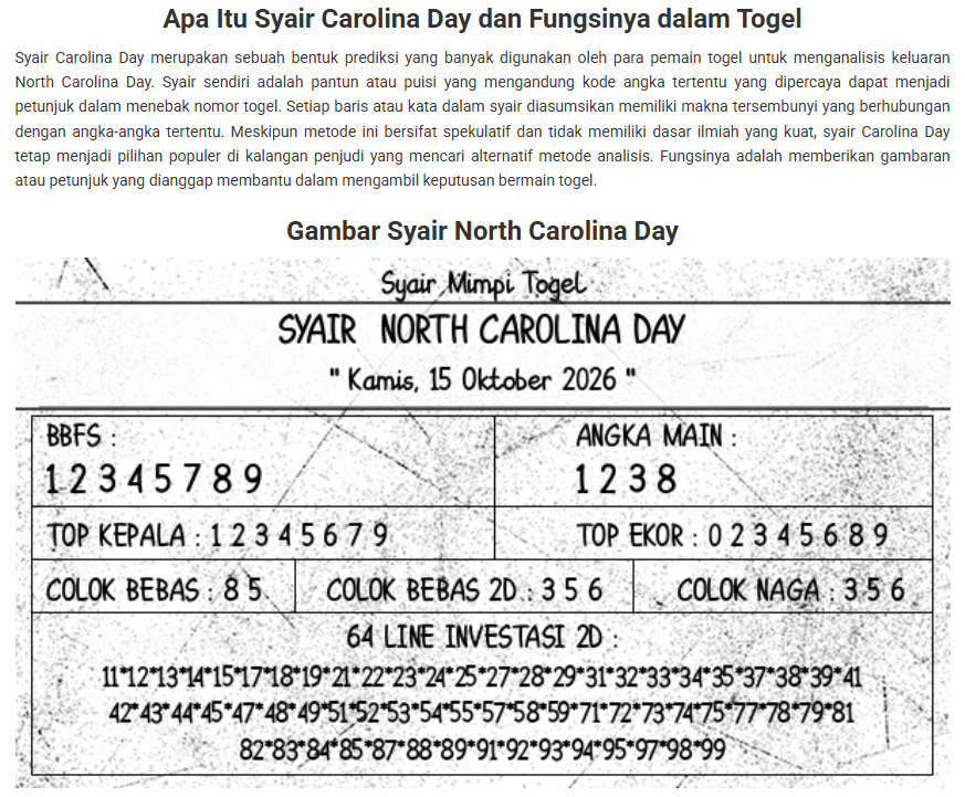 Syair Carolina Day
