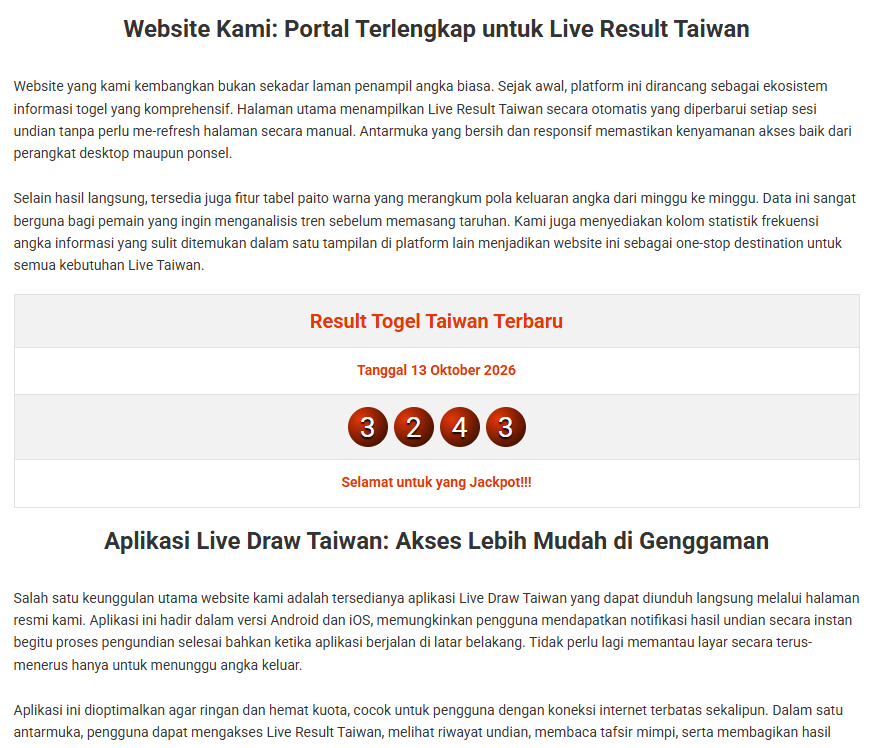 Live Draw Taiwan