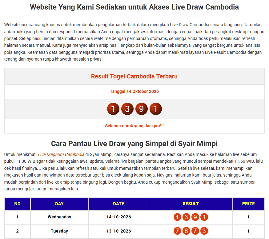 Live Draw Cambodia
