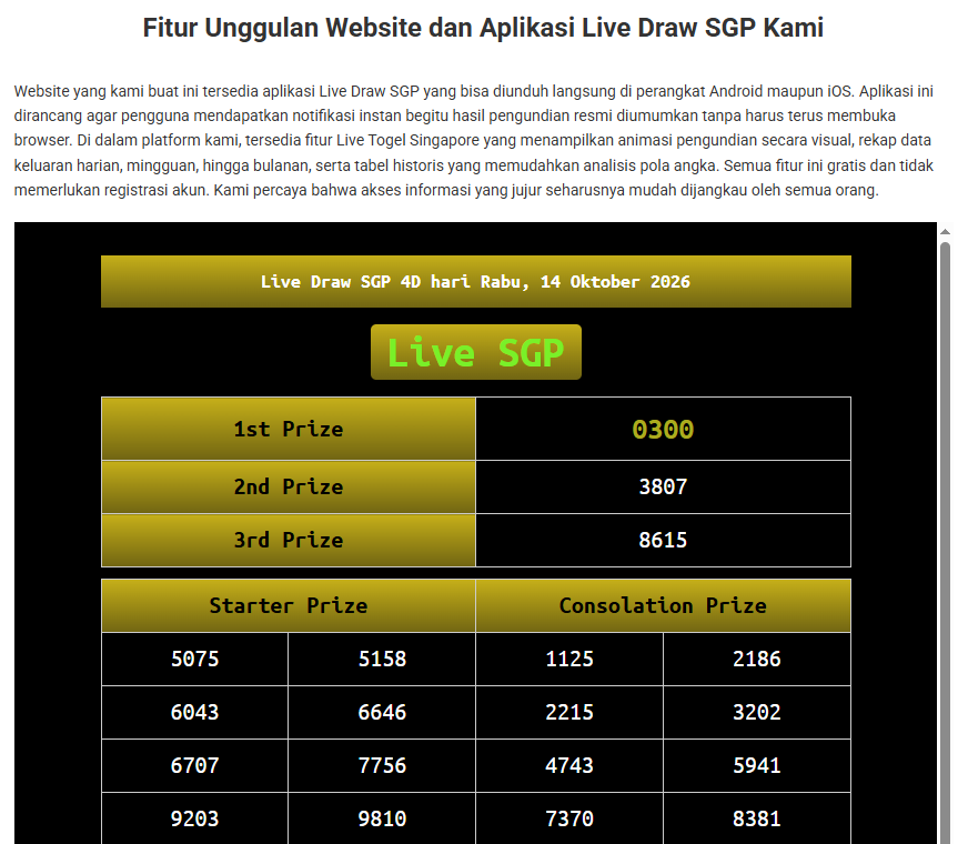 Live Draw SGP